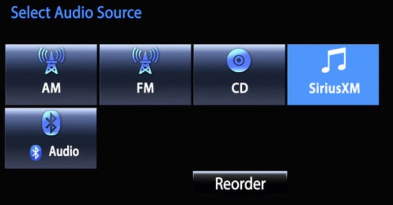 SiriusXM option on car radio controls